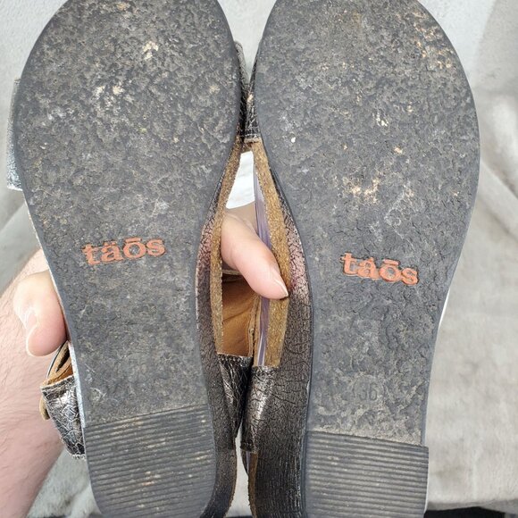 Taos Footwear Shoes Womens EU 36 US 5-5.5 Silver Leather Carousel Sandals *Read* - Picture 8 of 11